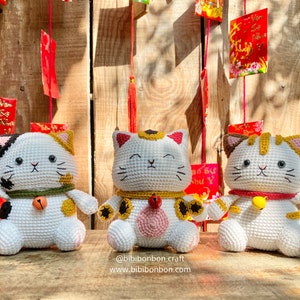 Bibibonbon – Pattern Bundle 3 in 1: Japanese Lucky Cats Crochet Pattern, Lucky Cats Amigurumi, PDF English (US terms)