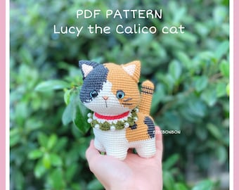 三毛猫の編みぐるみキーホルダー - かぎ針編みのパターン（PDF