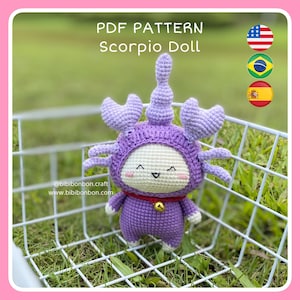 Haakpatroon dierenriempop Schorpioen: amigurumi-pdf (Engels/Español/Portugees)