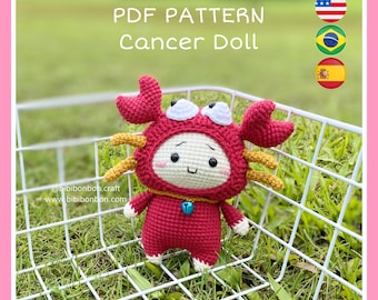 Padrão de Crochê da Boneca do Zodíaco Câncer: Amigurumi PDF (English/Español/Português)