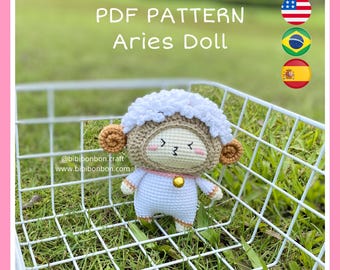 Patrón de Ganchillo Muñeco Zodiaco Aries: Amigurumi PDF (English, Español, Português)