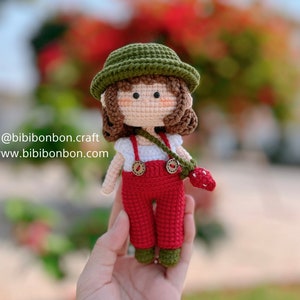 Bibibonbon - Crochet Pattern Amigurumi: Lucy the strawberry doll, doll crochet, amigurumi doll crochet, chibi doll, PDF English (US terms)