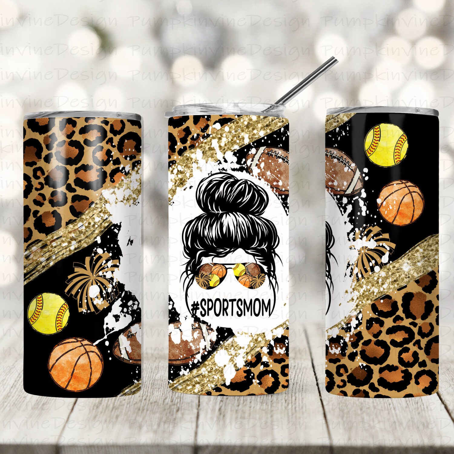 Sublimation Design, Tumbler PNG, Messy Bun Mom, Cheer Mom, Sports Mom,  Basketball Mom, Football Mom, Tumbler PNG, Sports Mom Cup