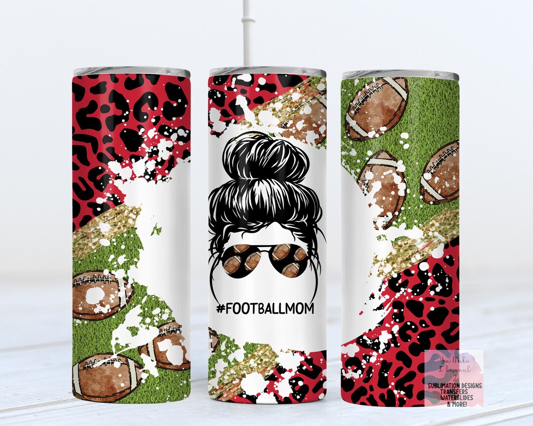 Sublimation Design Tumbler PNG Messy Bun Momfootball Mom - Etsy