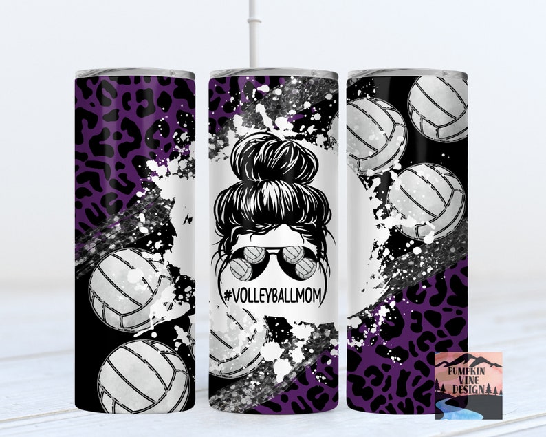 Sublimation Design Tumbler PNG Messy Bun Volleyball Mom - Etsy