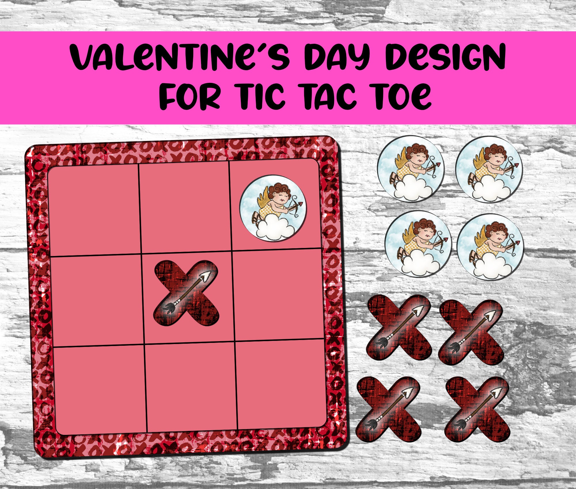 Tic tac toe board and 10 chips (size 5x5)- Sublimation Blank