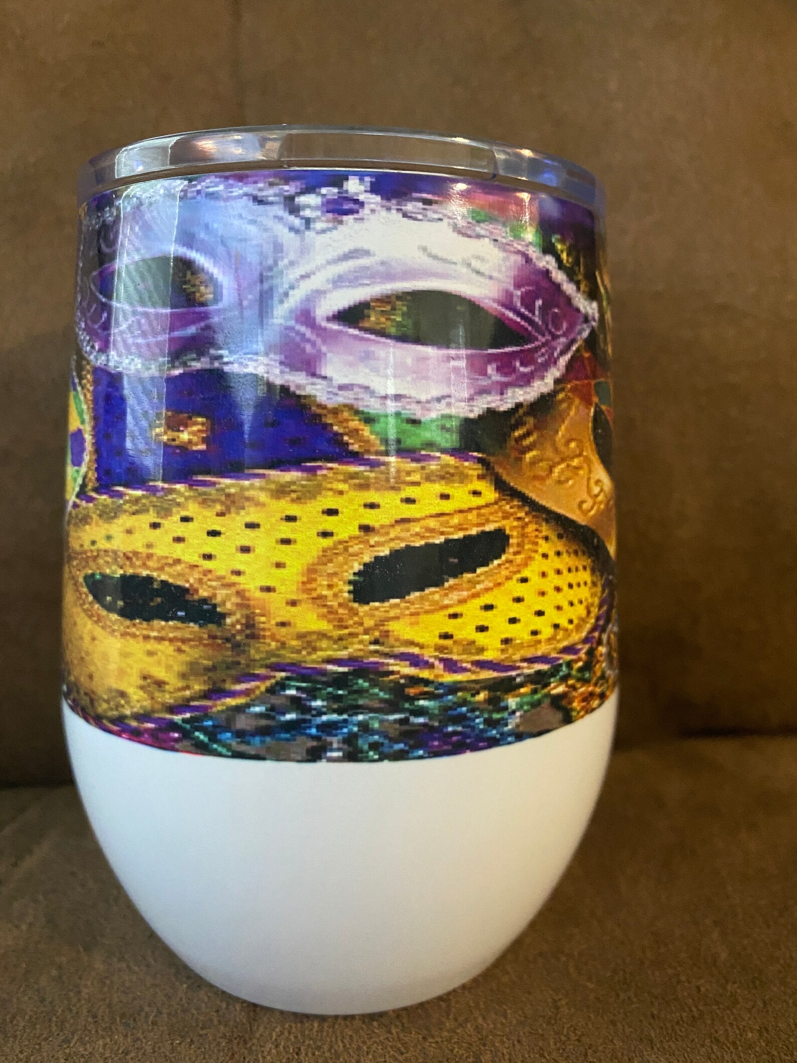 mardi gras wine tumbler