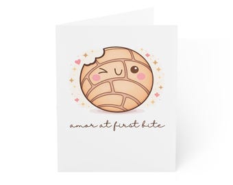 Concha Liebeskarte, mexikanisches süßes Brot, romantisches Grußwort, Amor erster Biss