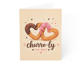 Heart Shaped Churro Greeting Cards: Love and Anniversary