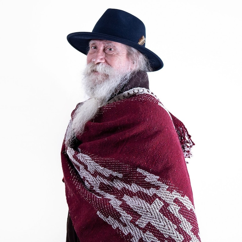 Poncho para hombre. Poncho tejido con pura lana de oveja. Poncho guarda pampa. Poncho estilo antiguo. Hecho en Argentina imagen 6