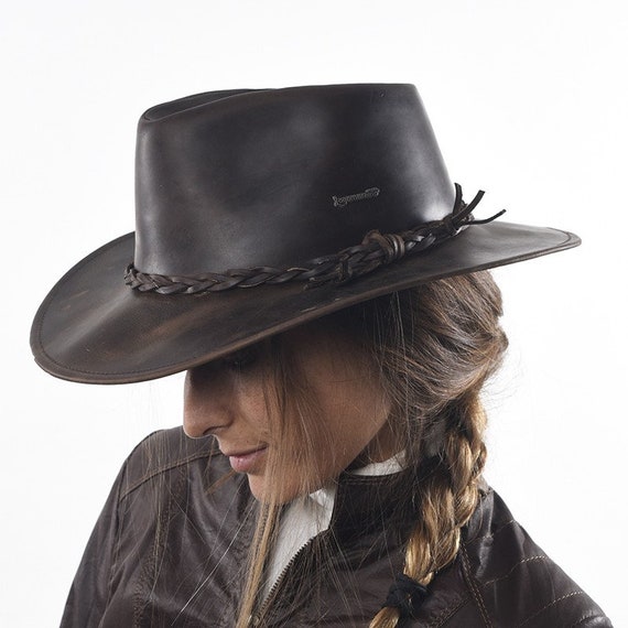 Australian Style Cowboy Hat. Greased Leather Hat. Made Etsy Norway