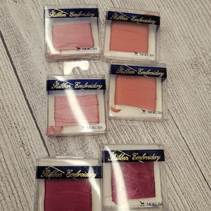 Ruban soie à broder Mokuba - 7 mm - 6 paquets de nuances de rose n° 2 - 3 m chacun