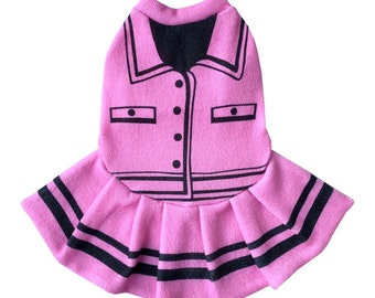 Robe rose tennis pour chien, robe tricotée drôle pour chien, robe rose pour animal de compagnie, robe imprimée pour chien, jupe rose pour animal de compagnie, robe imprimée costume