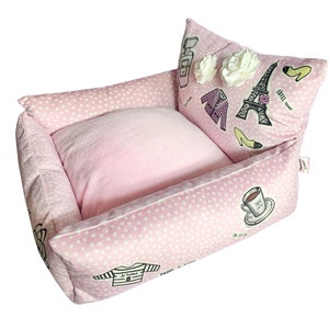 31 Rue Hambone Dog Sofa Bed, Pink polka dotted dog bed, funny dog bed, comfy dog nest, pink dog bed image 4