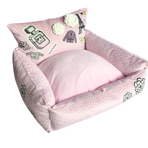 31 Rue Hambone Dog Sofa Bed, Pink polka dotted dog bed, funny dog bed, comfy dog nest, pink dog bed image 2