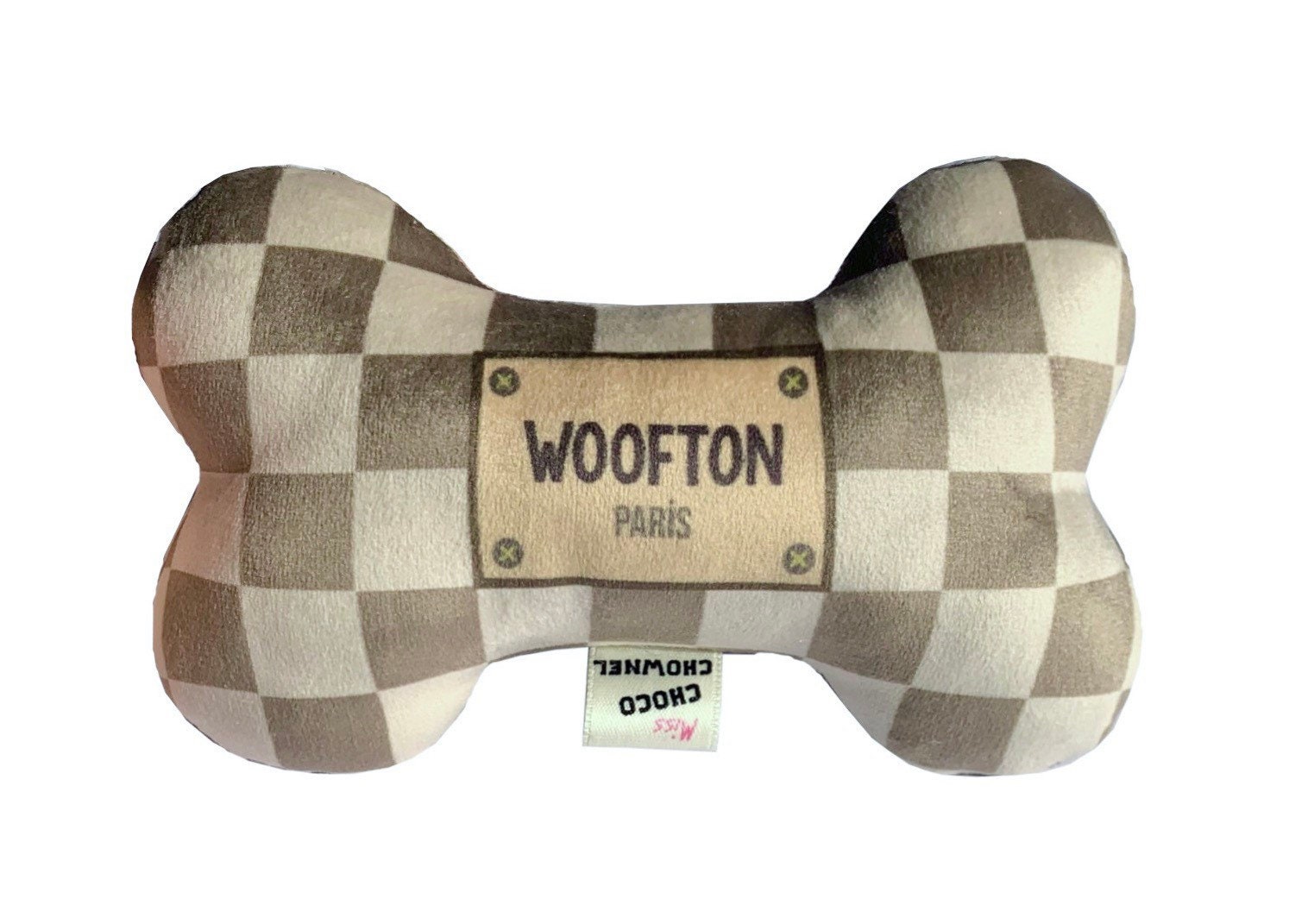 Chequer Woofton Bone Dog Toy Funny Dog Bone Parody Dog Bone 