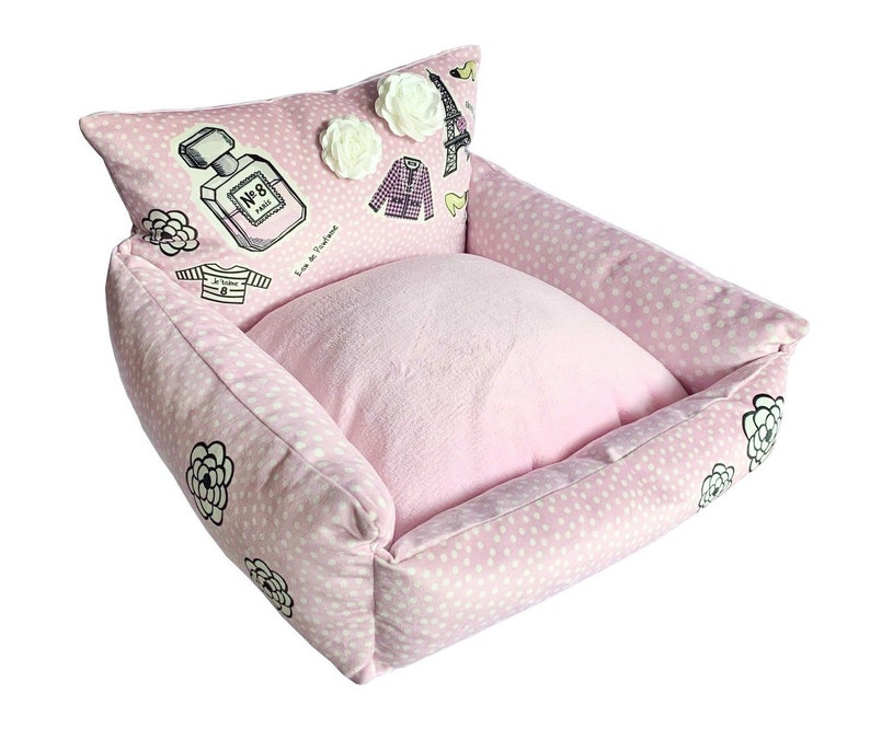 31 Rue Hambone Dog Sofa Bed, Pink polka dotted dog bed, funny dog bed, comfy dog nest, pink dog bed image 3