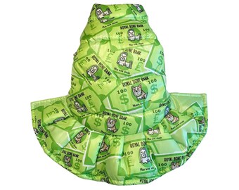 Money waterproof dog coat, green dog coat, waterproof dog dress, warm dog coat, printed dog coat , winter pet coat