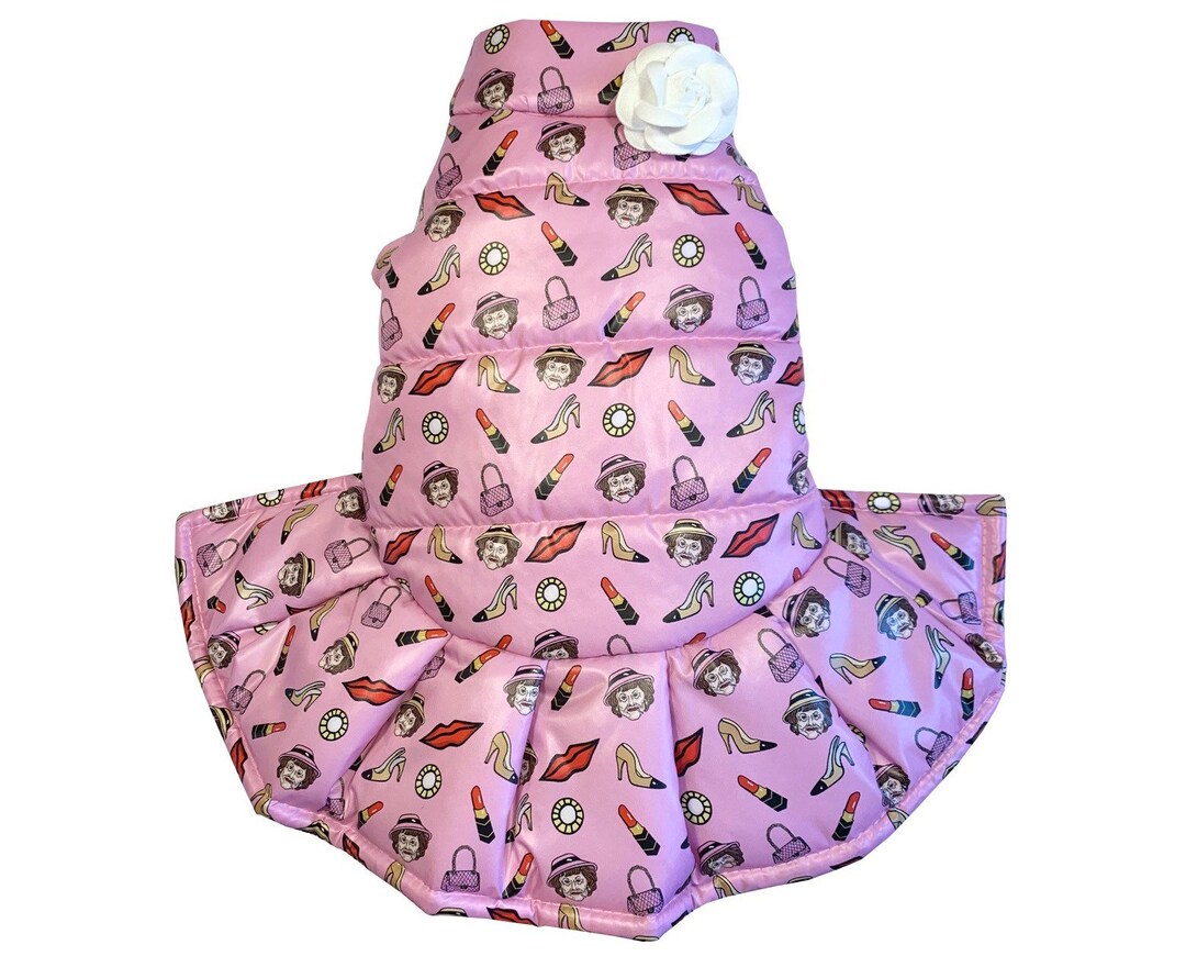 Idole De La Mode pink Waterproof Dog Coat, Printed Dog Coat, Waterproof