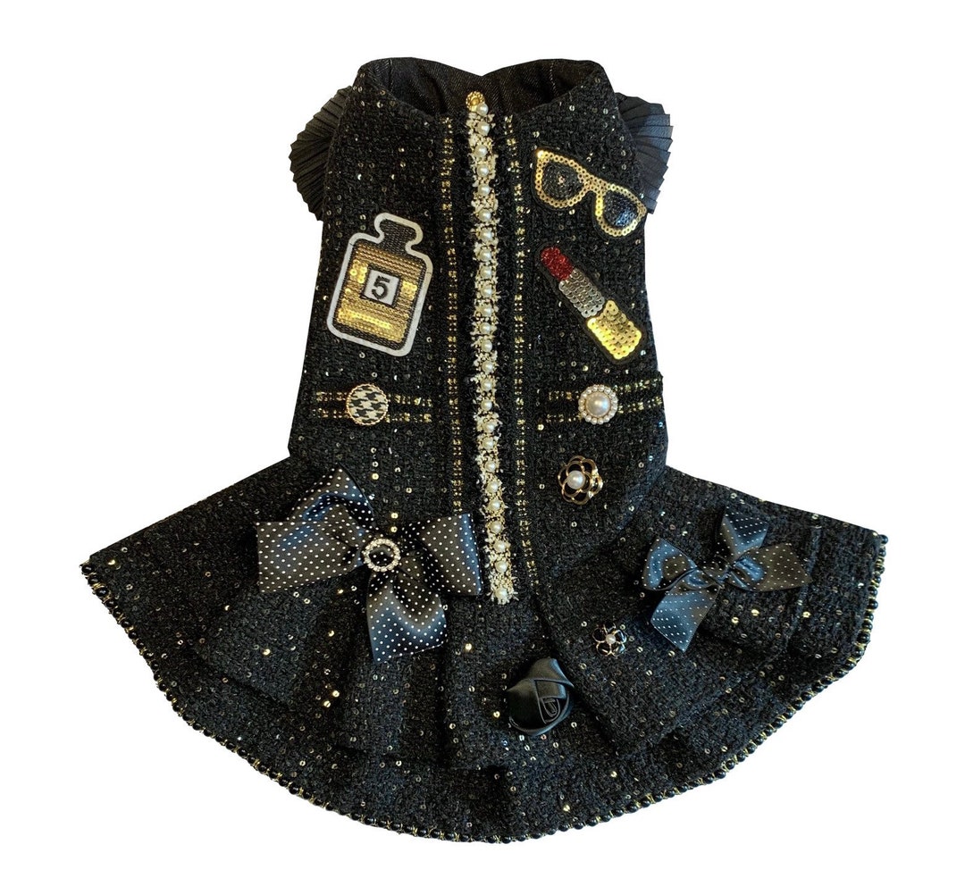 Sparkling Night Dog Costume Black Tweed Dog Dress Elegant Etsy
