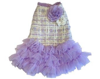 Pastel Purple Dream tulle dog skirt, purple dog dress, tulle dog skirt, mesh dog skirt, elegant pet costume, purple dog dress