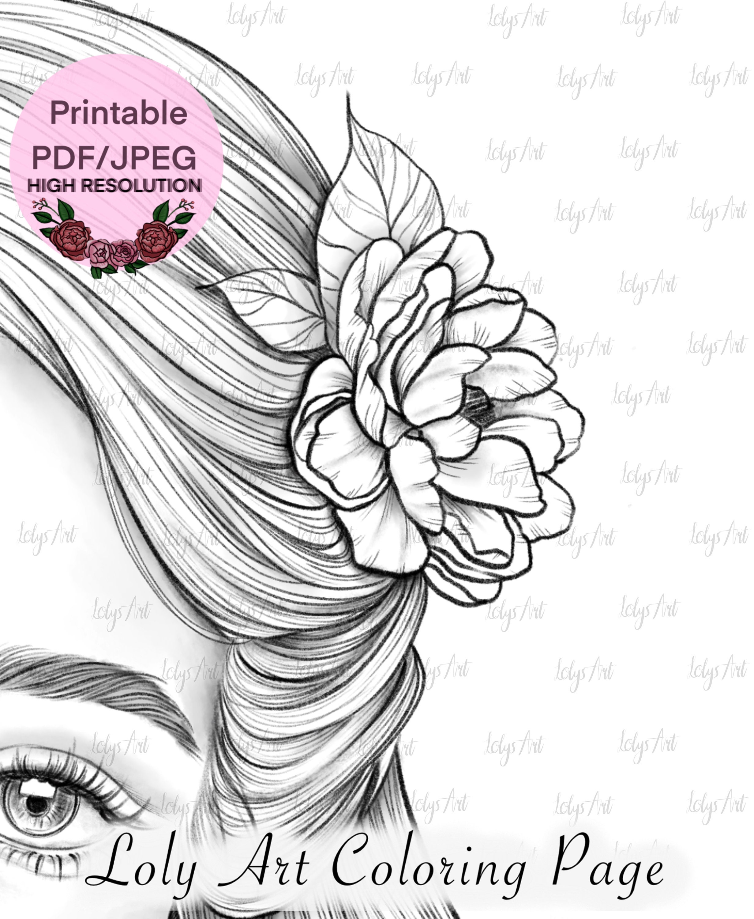 Colouring Book Line Art Beautiful Side Profile of Innocent Girl · Creative  Fabrica