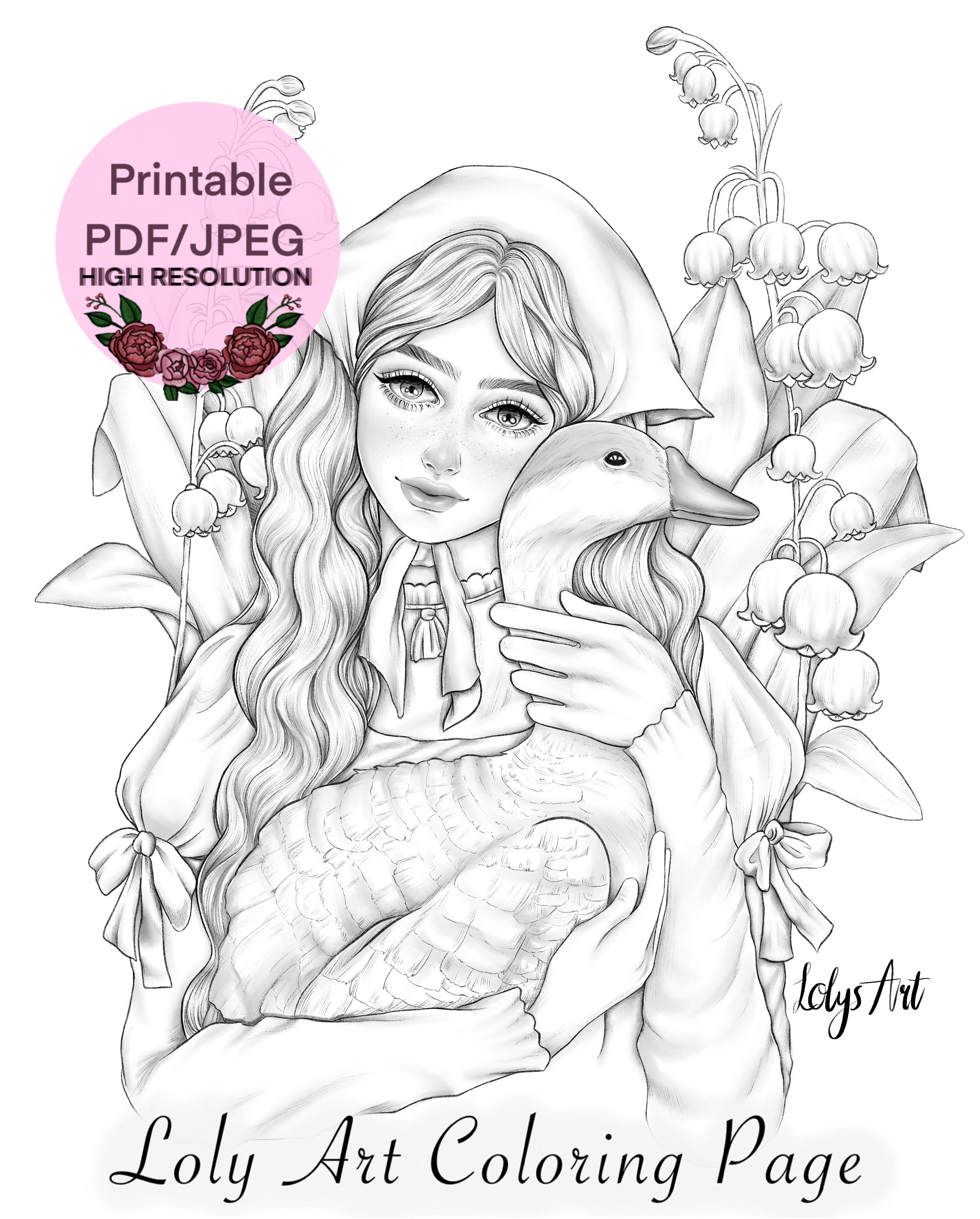 Lily of the Valley Printable High Quality Adult Coloring Page,line Art ...