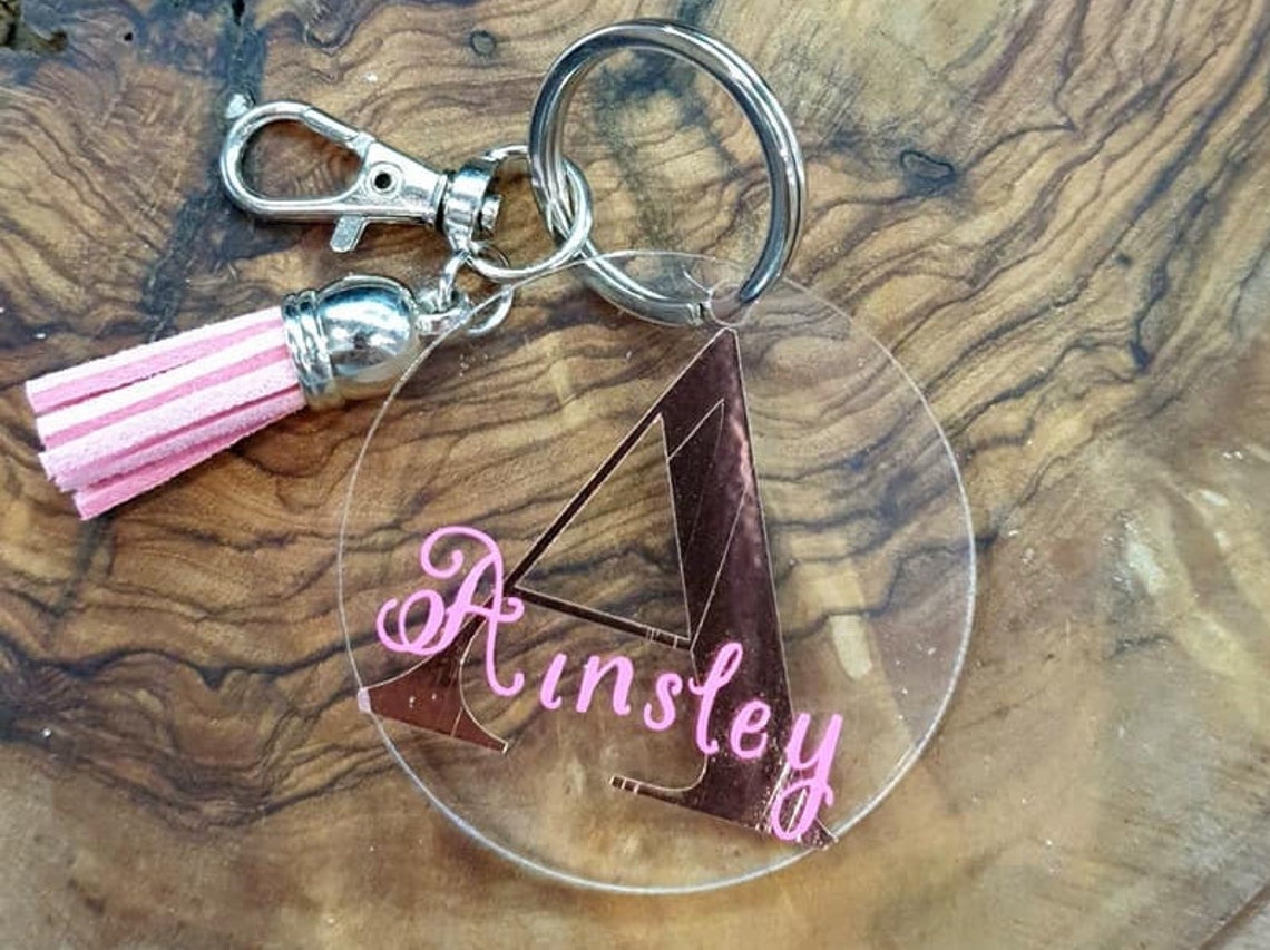 Personalised Keyring Initial Keyring Acrylic Letter Keyring Etsy