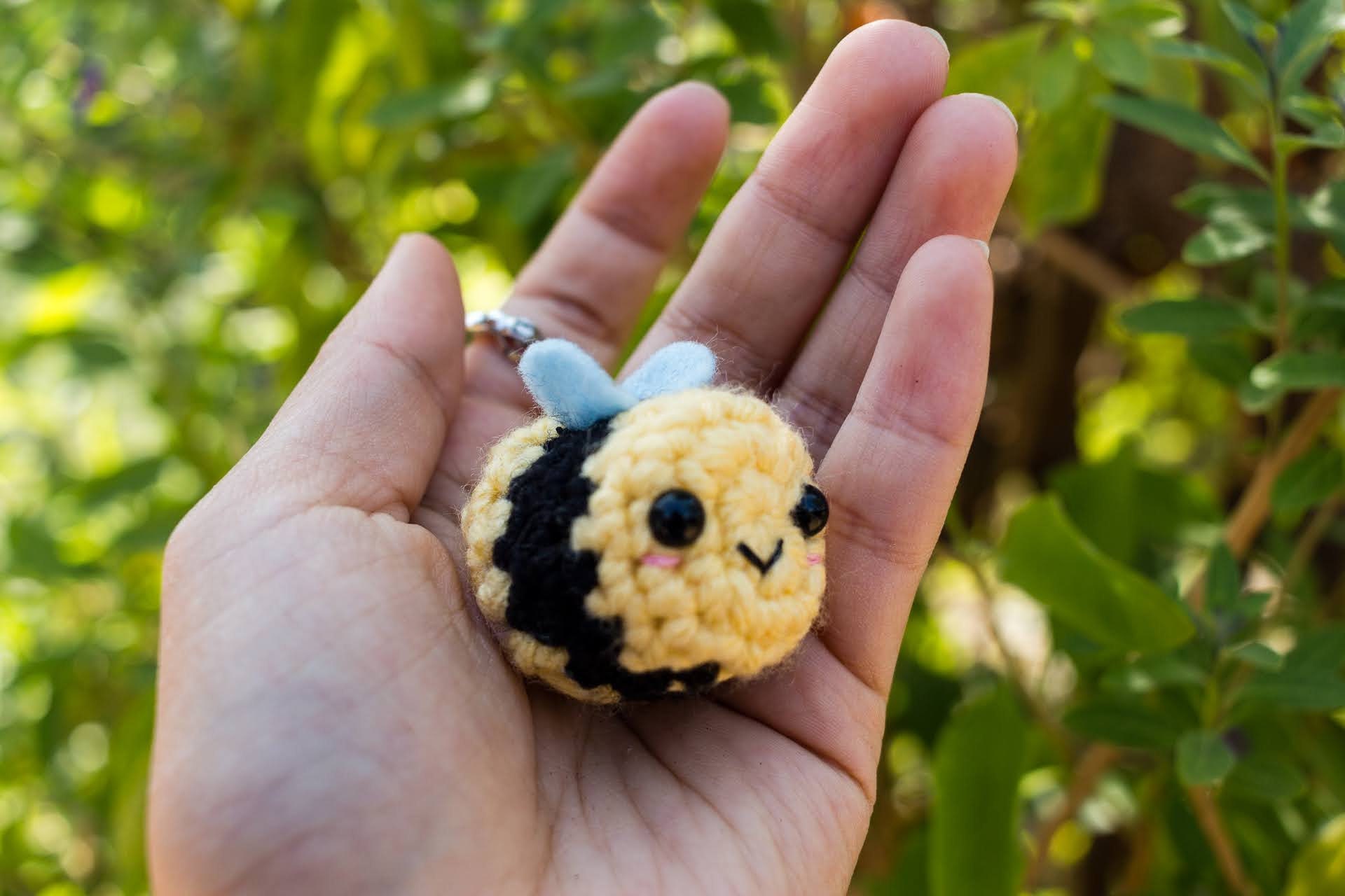 Crochet Bee Keychain Amigurumi Bee Keychain Plush Bumble Etsy
