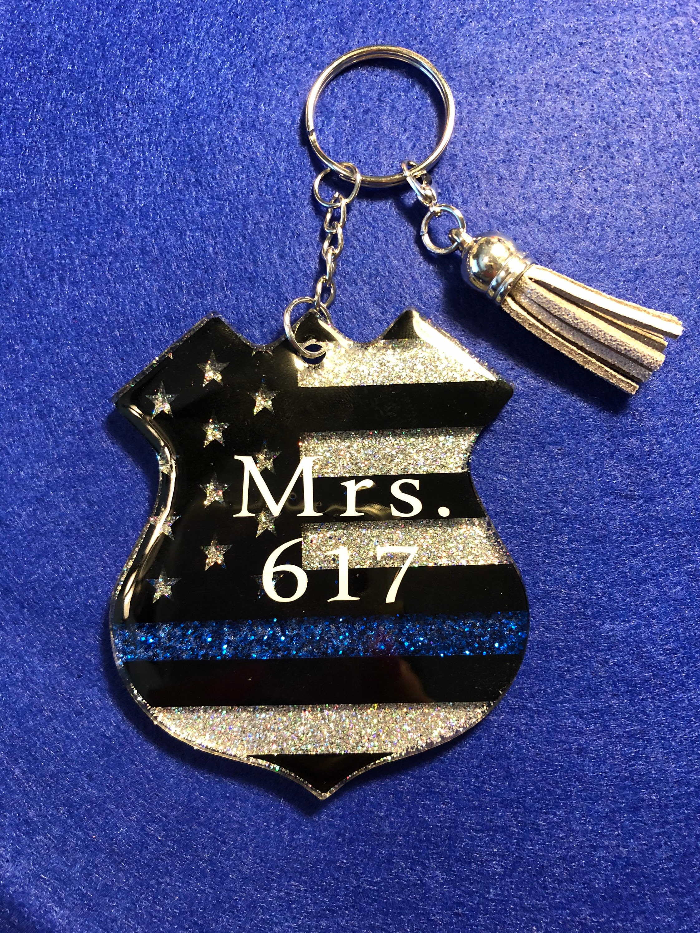 Police Badge Keychain, Police Badge Keychain With Tassel, Acrylic