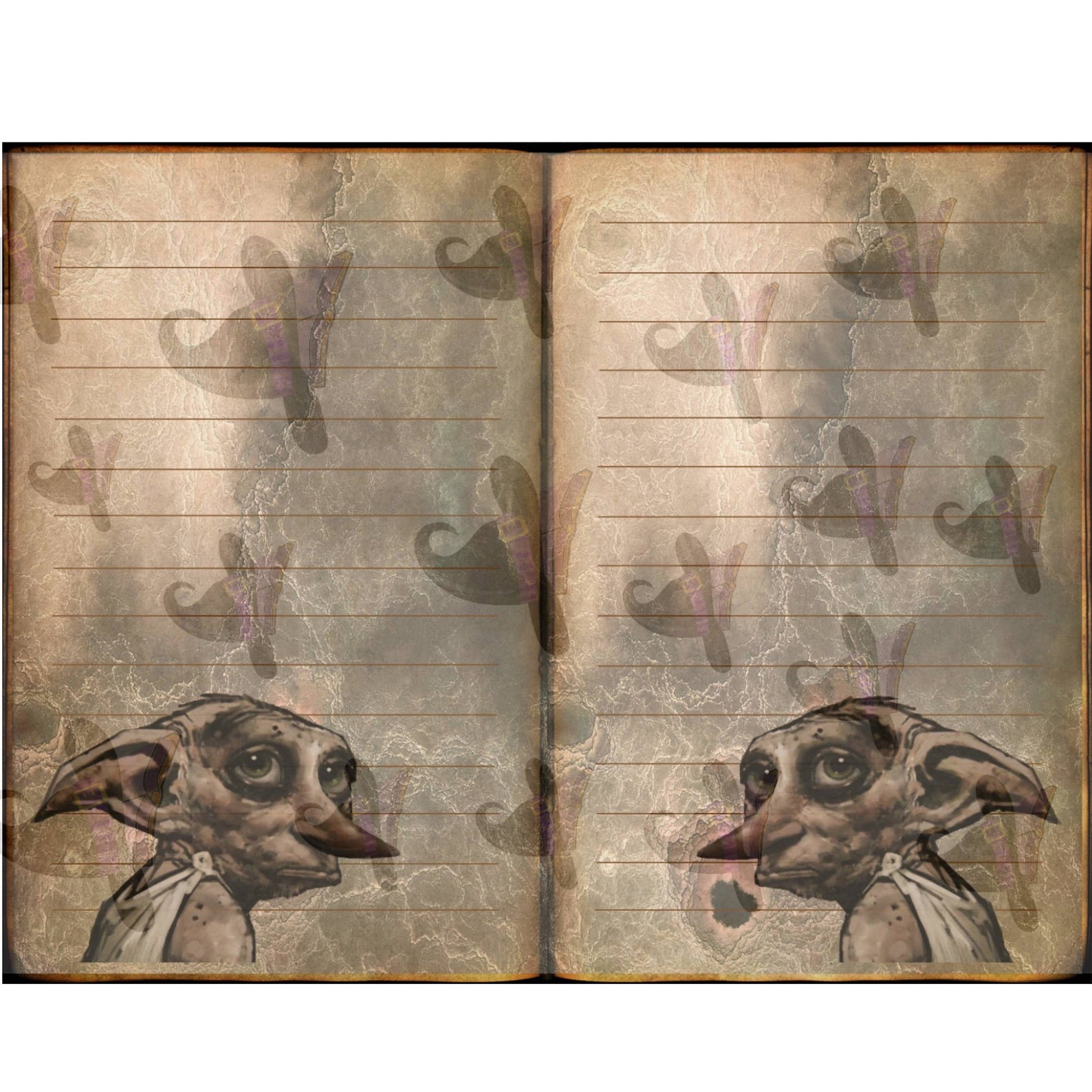 harry potter digital kit lined pages book printable paper etsy