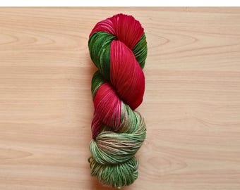 Strawberry Matcha Hand Dyed Yarn, Superwash Merino Wool/Nylon, Fingering DK & Worsted Weight