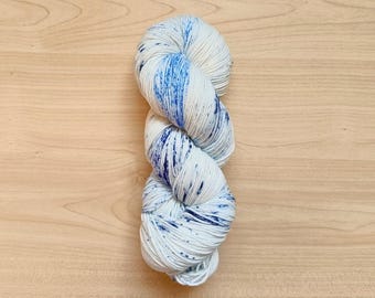 Blue Speckle Hand Dyed Yarn, Superwash Merino Wool/Nylon Yarn, Fingering DK & Worsted Weight