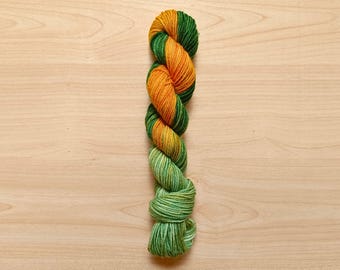 Mango Matcha MINI SKEIN, Hand Dyed Yarn, Superwash Merino/Nylon, Fingering & DK Weight