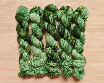 Matcha Swirl MINI SKEIN, Hand Dyed Superwash Merino Wool/Nylon Yarn, Fingering & DK Weight
