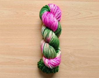 Rose Matcha Hand Dyed Yarn, Superwash Merino/Nylon, Fingering DK & Worsted Weight