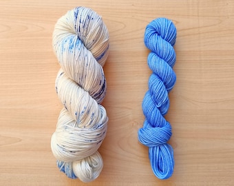 Blue Speckle + Cornflower Sock Set, Superwash Merino Wool/Nylon, Fingering & DK Weight