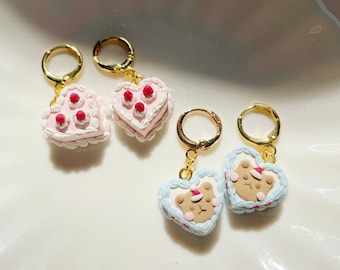 Mini cake earrings, food earrings, miniature earrings, fake food earrings, kawaii earrings, christmas bear earrings, HBD earrings