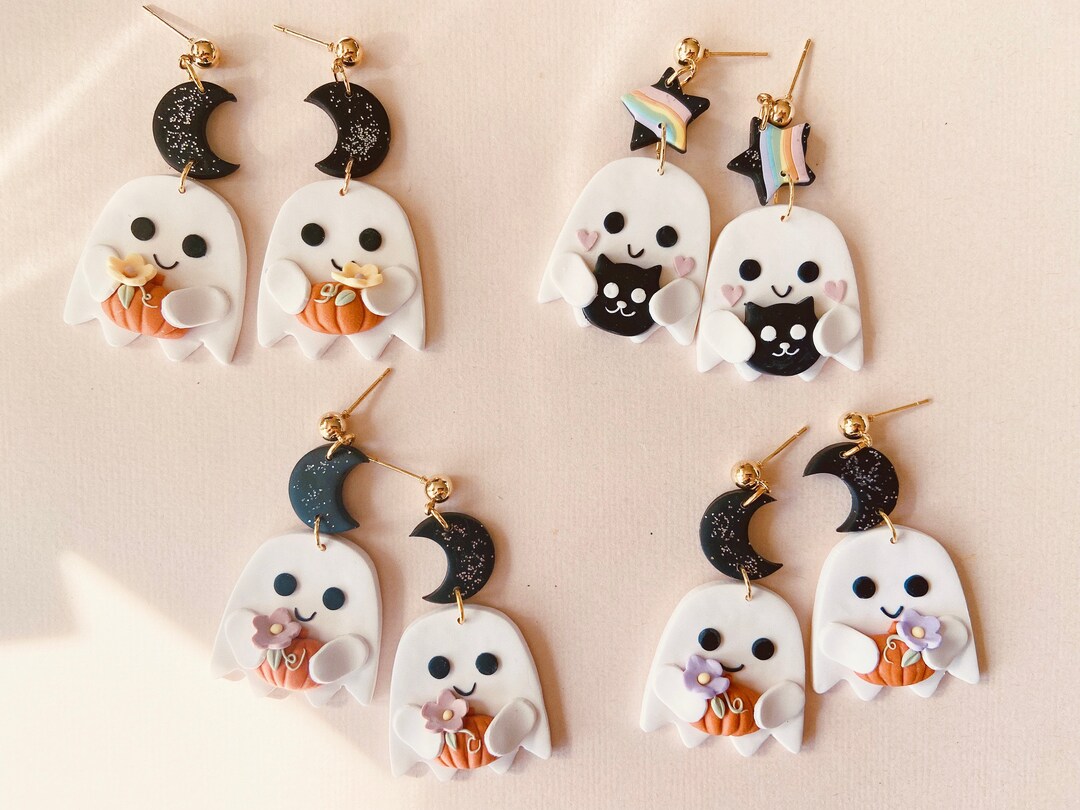 Halloween Earrings AU Cute Ghost Earrings With Pumpkin Ghost Etsy