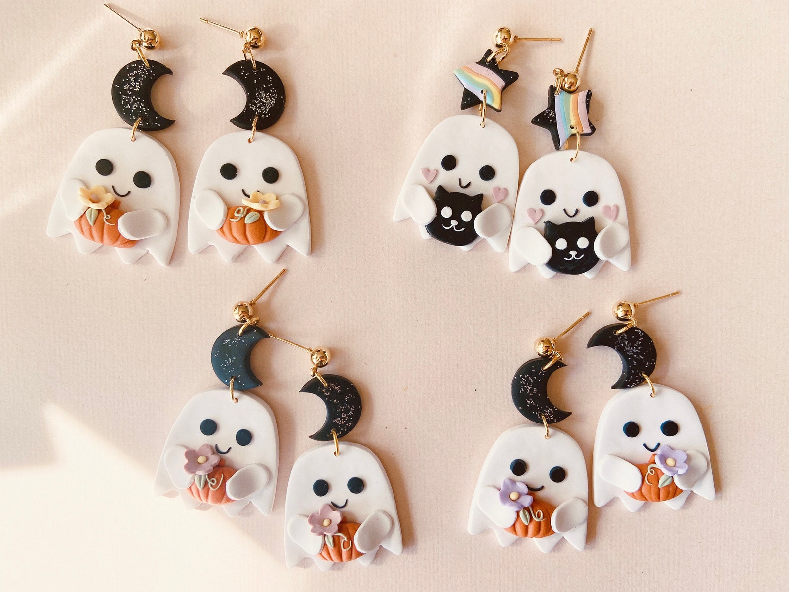 Cute Mini Pumpkin Ghost Halloween Stud Earrings