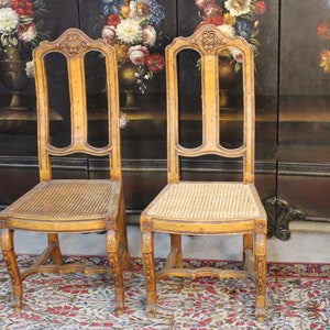 Mid 20th Century Vintage French King Louis XV Style 5-Legged Arm Chair with  Cane Seat & Back, Velvet Seat Cushion & Covered Arms