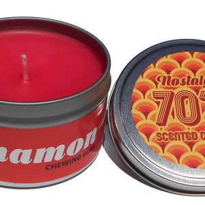 Nostalgic 1970s Cinnamon Chewing Gum Scented Candle. Cool Candle. Unique Gift.