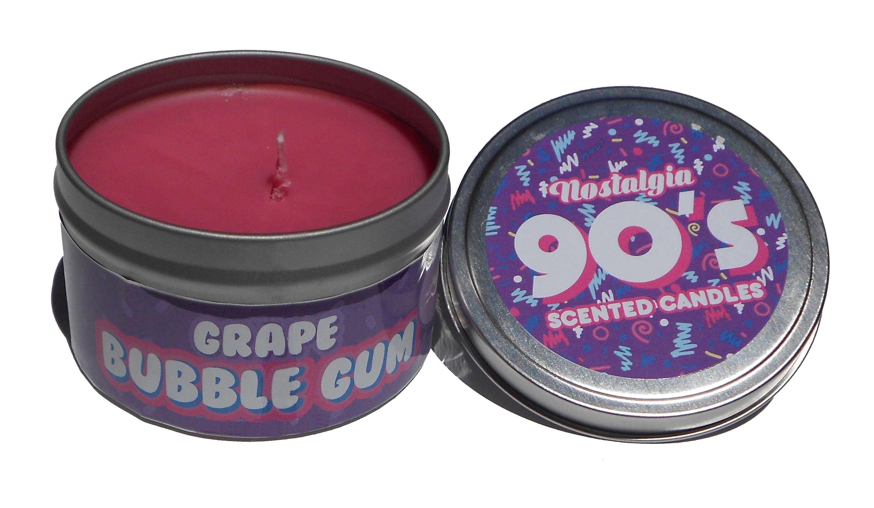 Nostalgic 1990s Grape Bubble Gum Scented Candle. Cool Candle. Unique