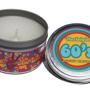 Nostalgic 1960s Peace not War! Scented Candle. Cool Candle. Unique Gift.