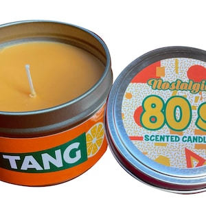 Vela perfumada Tang nostálgica de los años 80. Una vela genial. Un regalo único.