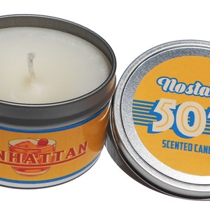 Nostalgic 1950s Manhattan Scented Candle. Cool Candle. Unique Gift.