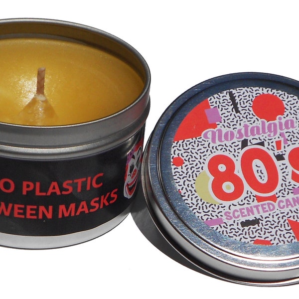 Nostalgic 1980s Plastic Halloween Mask Scented Candle. Cool Candle. Unique Gift.