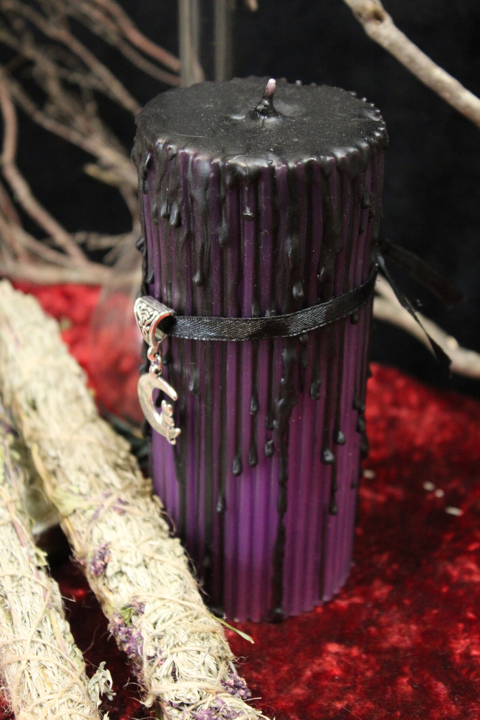 Dark purple magic candle. Gothic candle gothic gifts for Etsy