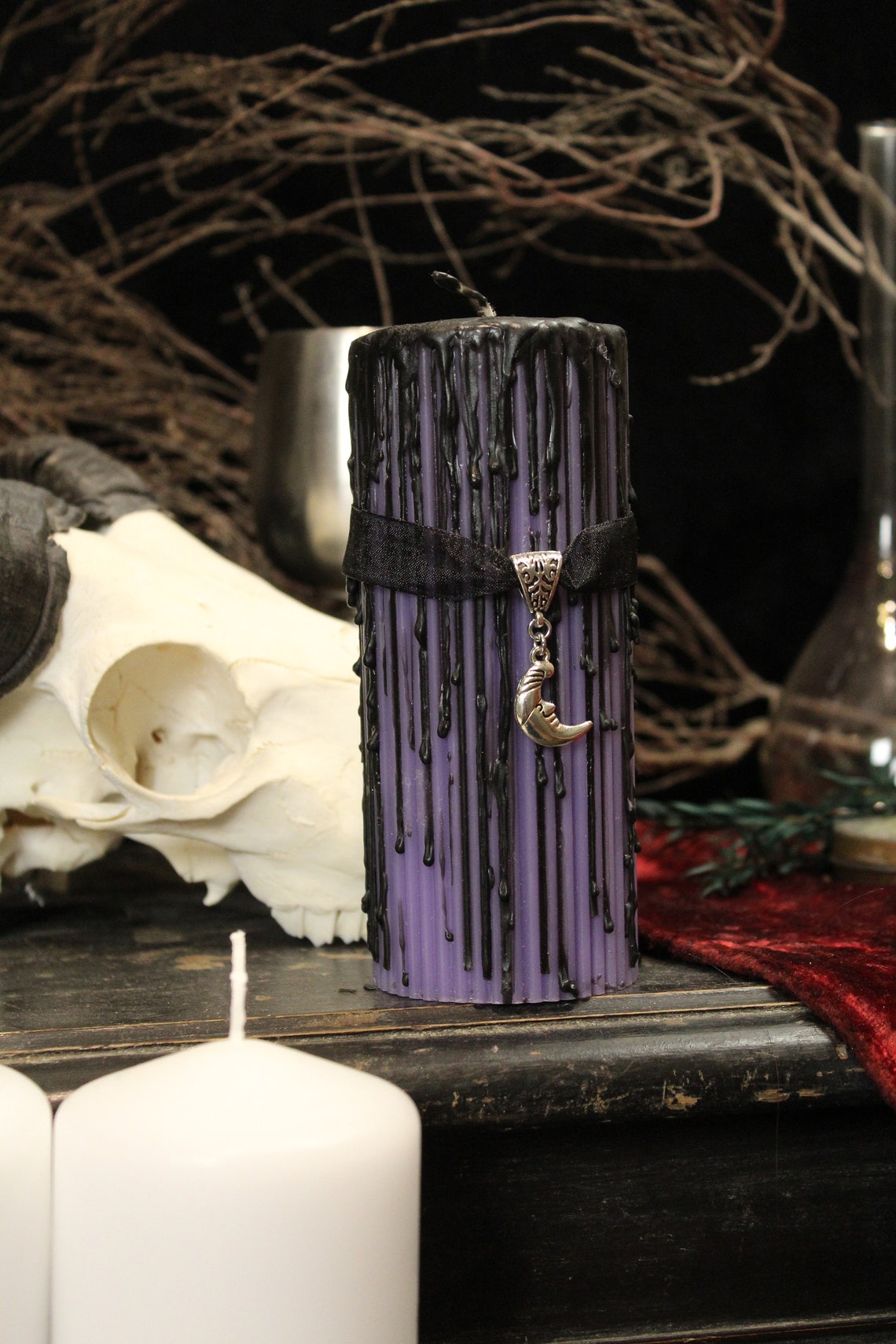 Light purple magic candle. Gothic candle gothic gifts for Etsy