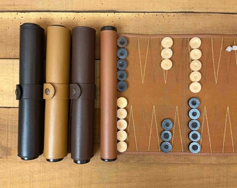 Personalized Leather Backgammon Roll Gift for Christmas, Flutter Colors, Tactical Board Game, Travel Backgammon Sets, Groomsmen Gift, Gamer